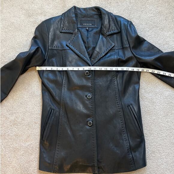 Vintage Jones New York Leather Blazer Jacket Size M Black Goth Y2K 90s Minimal - Picture 6 of 7